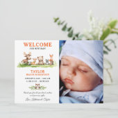 Woodland Animals男の赤ちゃん写真アナウンスメントカード 招待状 (スタンド正面)