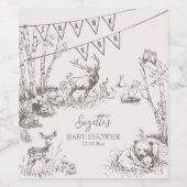 Woodland Animals赤ちゃんシャワー ワインラベル (シングルラベル)