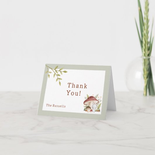 Woodland Animals赤ちゃんシャワーBunnyありがとう サンキューカード (正面)