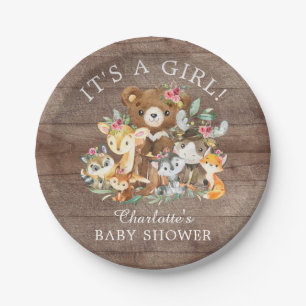 Woodland Animals 素朴 Baby Shawer 7"プレート ペーパープレート