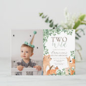 Woodland Animals 2野生第2誕生日写真 招待状 (スタンド正面)