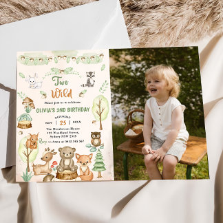 Woodland Animals 2nd誕生日パーティー写真 招待状