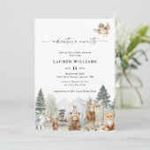 Woodland Animals Adventure Awaits Baby Shower 招待状 (スタンド正面)
