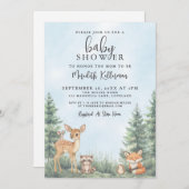 Woodland Animals Adventure Baby Shower 招待状 (正面/裏面)