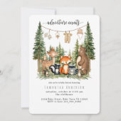 Woodland Animals Adventure Baby Shower Invitation 招待状 (正面)
