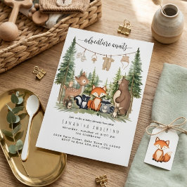 Woodland Animals Adventure Baby Shower Invitation 招待状