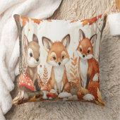 Woodland Animals Autumn - Fox Deer Rabbit Owl Mush クッション (ブランケット)
