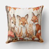 Woodland Animals Autumn - Fox Deer Rabbit Owl Mush クッション (裏面)