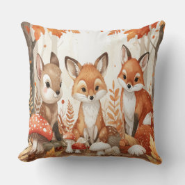 Woodland Animals Autumn - Fox Deer Rabbit Owl Mush クッション