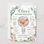 Woodland Animals Baby Birth Statsのお知らせ (正面)