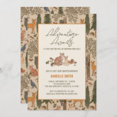 Woodland Animals Baby shower招待状for Boy 招待状 (正面/裏面)