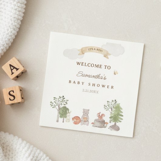 Woodland Animals Baby Shower スタンダードカクテルナプキン