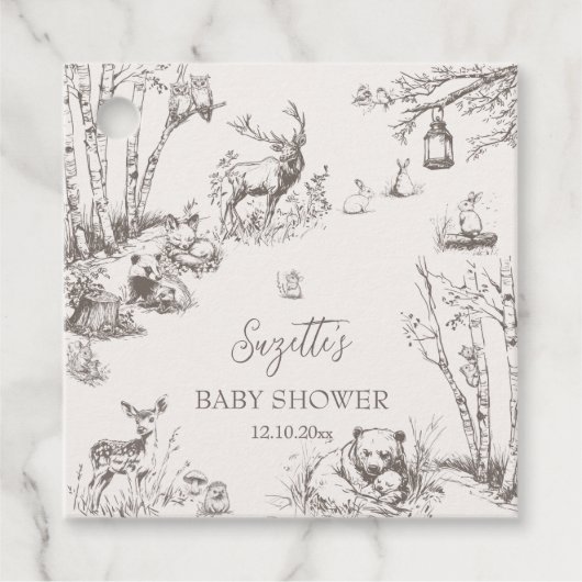 Woodland Animals Baby Shower フェイバータグ (正面)