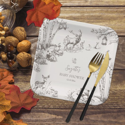 Woodland Animals Baby Shower ペーパープレート