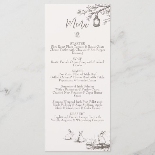 Woodland Animals Baby Shower メニュー (正面)