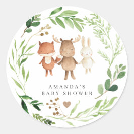 Woodland Animals Baby Shower ラウンドシール