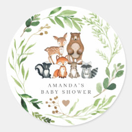 Woodland Animals Baby Shower ラウンドシール