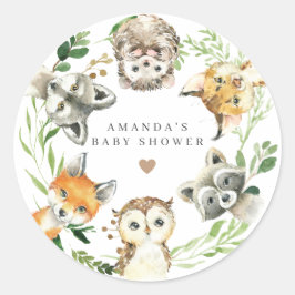 Woodland Animals Baby Shower  ラウンドシール