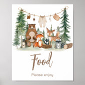 Woodland Animals Baby Shower Food Sign ポスター (正面)