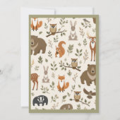 Woodland Animals Baby Shower Fox Bear Deer Bunny 招待状 (裏面)