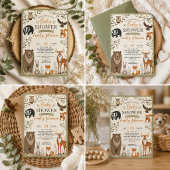 Woodland Animals Baby Shower Fox Bear Deer Bunny 招待状