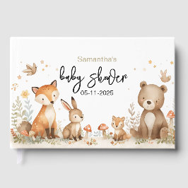 Woodland animals baby shower gender neutral ゲストブック