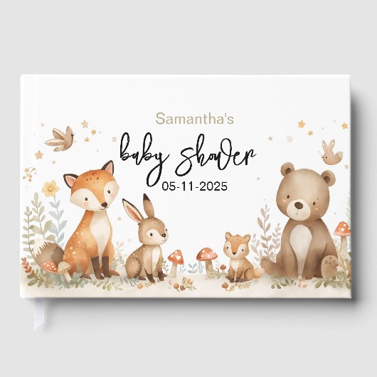 Woodland animals baby shower gender neutral ゲストブック (正面)