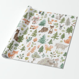 Woodland animals baby shower gender neutral ラッピングペーパー