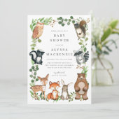 Woodland Animals Baby Shower Invitation 招待状 (スタンド正面)