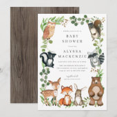 Woodland Animals Baby Shower Invitation 招待状 (正面/裏面)