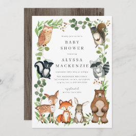 Woodland Animals Baby Shower Invitation 招待状
