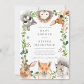 Woodland Animals Baby Shower Invitation 招待状 (正面)