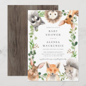 Woodland Animals Baby Shower Invitation 招待状 (正面/裏面)