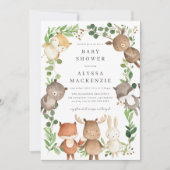 Woodland Animals Baby Shower Invitation 招待状 (正面)