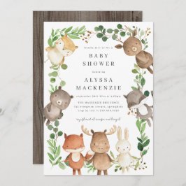 Woodland Animals Baby Shower Invitation 招待状