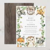 Woodland Animals Baby Shower Invitation 招待状 (正面/裏面)