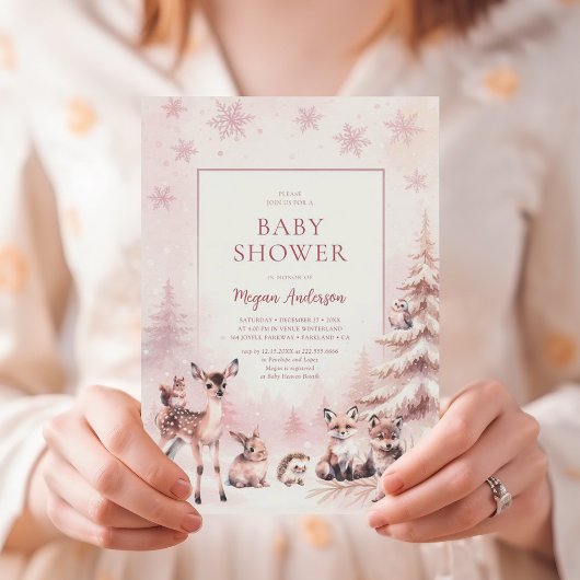 Woodland Animals Baby Shower Invitation 招待状