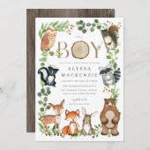 Woodland Animals Baby Shower Invitation 招待状 (正面/裏面)