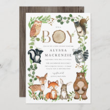 Woodland Animals Baby Shower Invitation