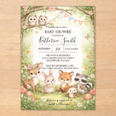 Woodland Animals Baby Shower Invitation Background アクリル招待状 (正面)