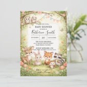 Woodland Animals Baby Shower Invitation Background 招待状 (スタンド正面)