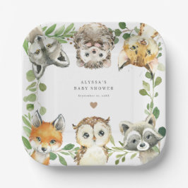 Woodland Animals Baby Shower Paper Plates ペーパープレート