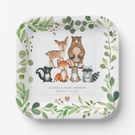 Woodland Animals Baby Shower Paper Plates ペーパープレート
