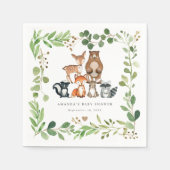 Woodland Animals Baby Shower Party Paper Napkins スタンダードカクテルナプキン (正面)