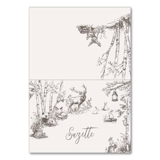 Woodland Animals Baby Shower Place Card テーブルナンバー (正面)