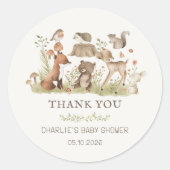 Woodland Animals Baby Shower Sticker ラウンドシール (正面)