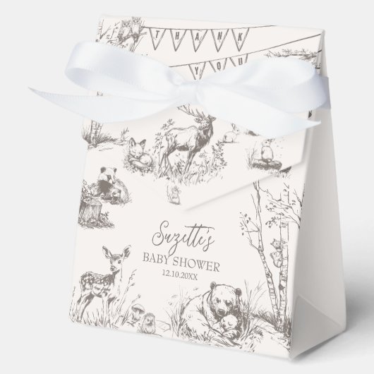Woodland Animals Baby Shower Thank You フェイバーボックス (正面)