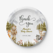 Woodland Animals Baby Shower Thank You ペーパープレート (正面)