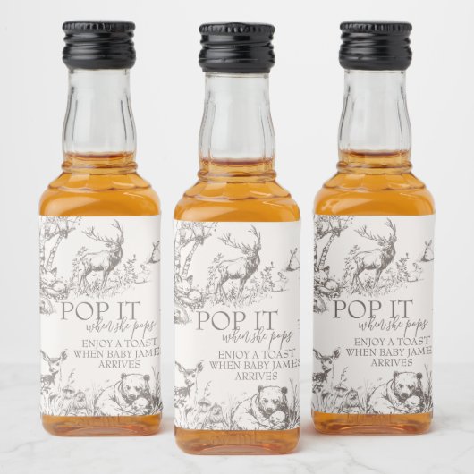 Woodland Animals Baby Shower Thank You リキュールボトルラベル (ボトル)