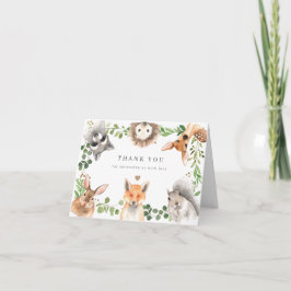 Woodland Animals Baby Shower Thank You Card サンキューカード